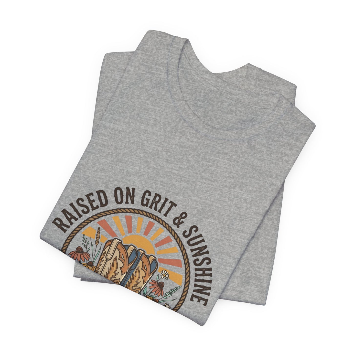 Raised on Grit & Sunshine Tee | Western Cowgirl Ranch Rustic Prairie
