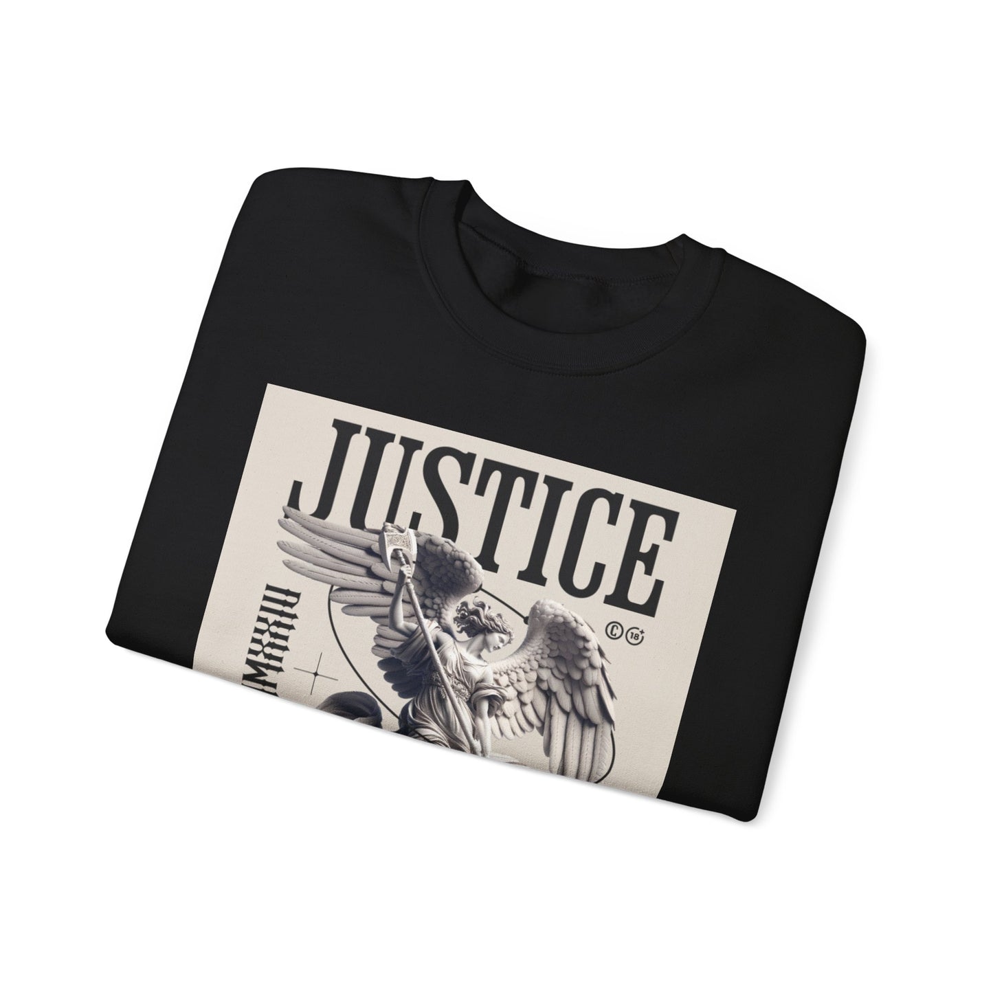 Justice Graphic Sweatshirt — Angel Sculpture Vintage Poster Design