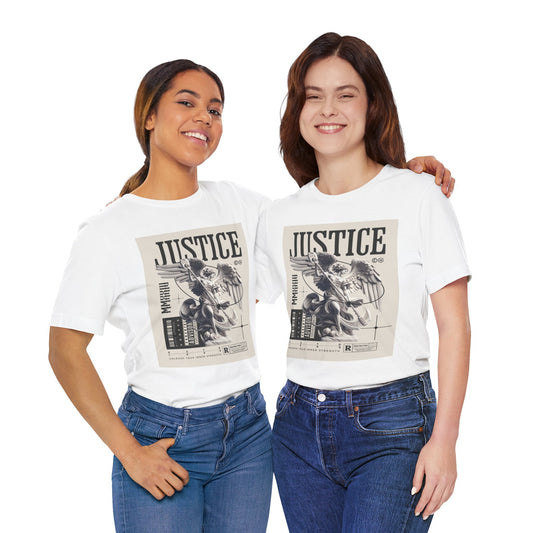 Justice Graphic Tee — Vintage Statue Artwork T-Shirt