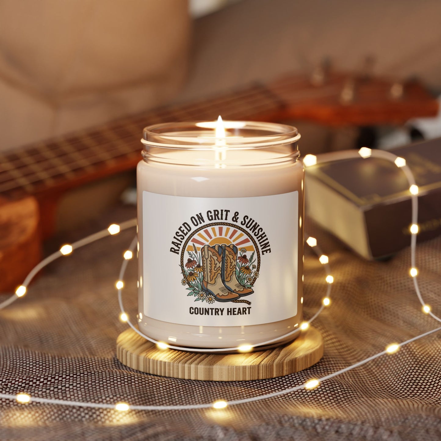 Raised on Grit & Sunshine Candle, rustic western soy candle | prairie, cowgirl