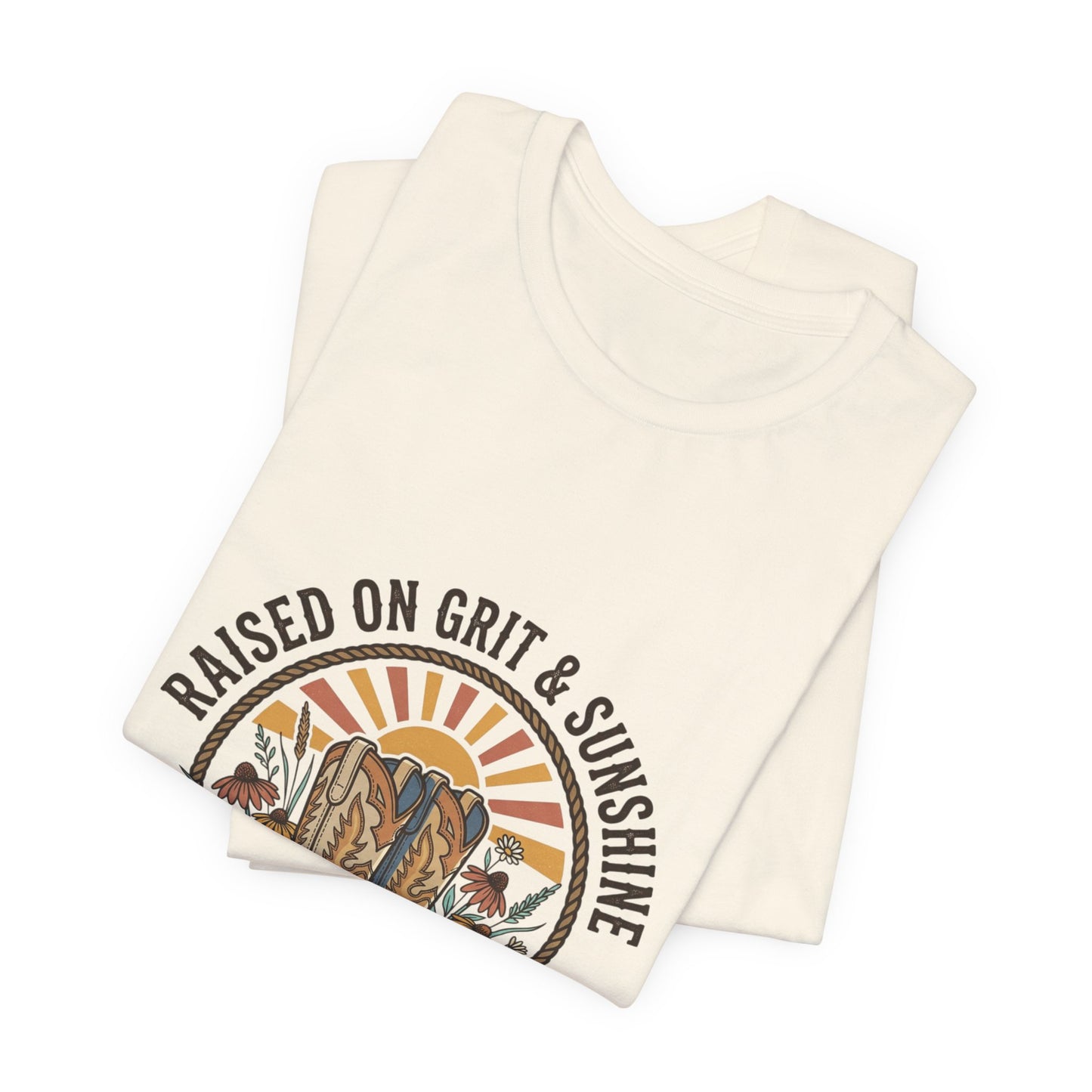 Raised on Grit & Sunshine Tee | Western Cowgirl Ranch Rustic Prairie