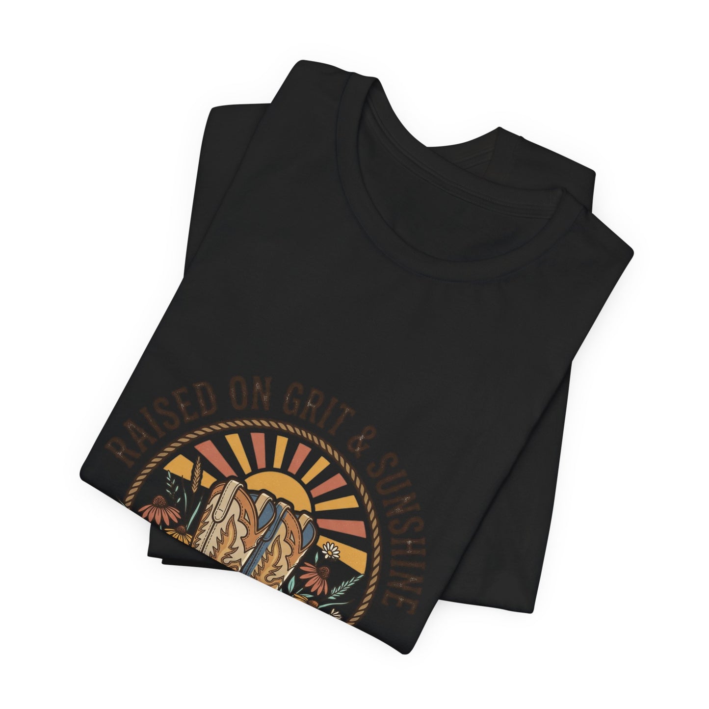 Raised on Grit & Sunshine Tee | Western Cowgirl Ranch Rustic Prairie