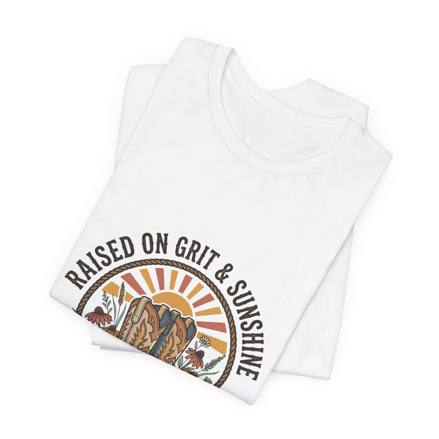 Raised on Grit & Sunshine Tee | Western Cowgirl Ranch Rustic Prairie