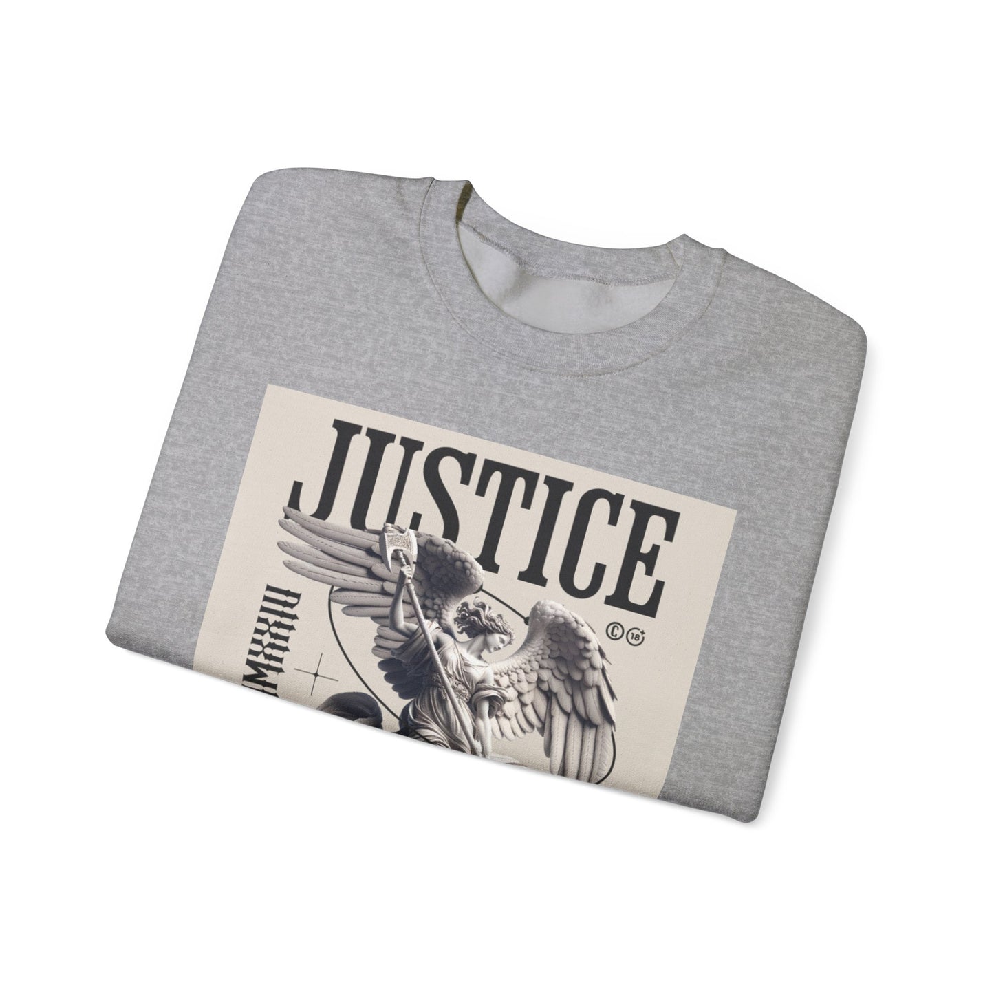 Justice Graphic Sweatshirt — Angel Sculpture Vintage Poster Design