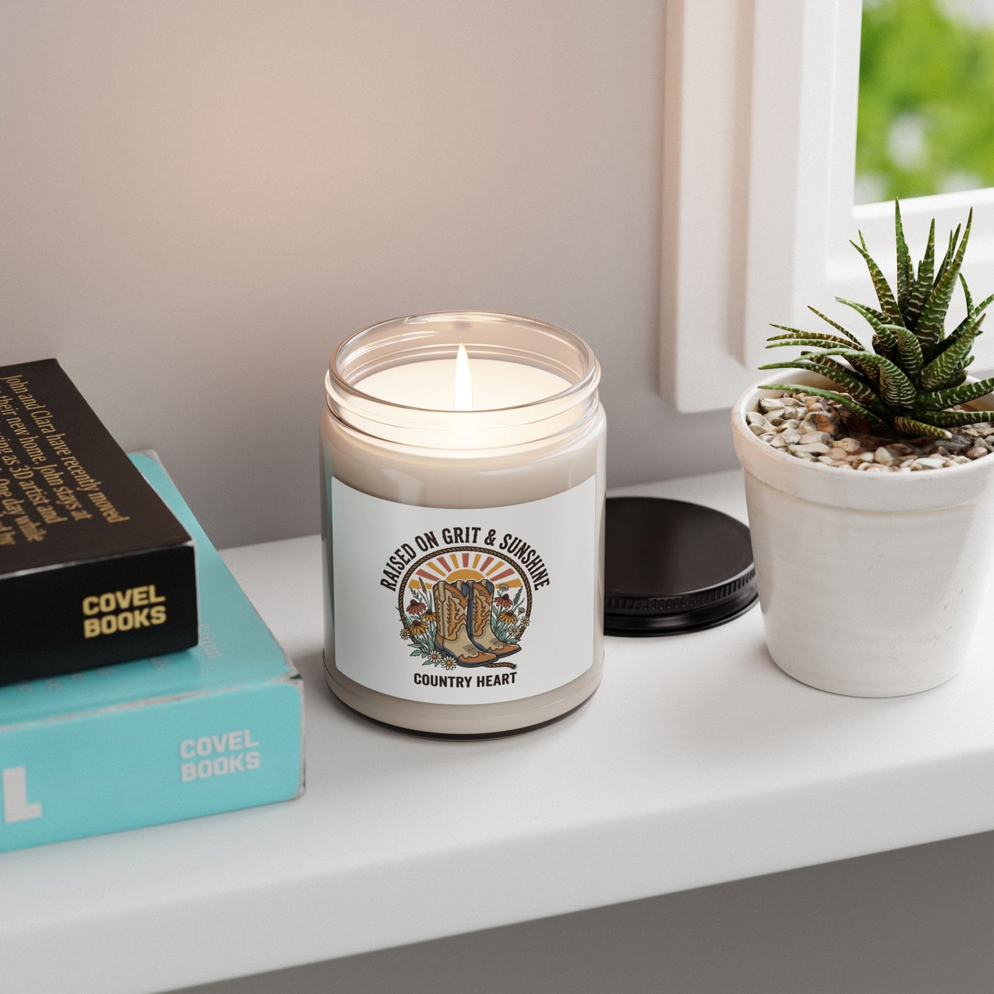 Raised on Grit & Sunshine Candle, rustic western soy candle | prairie, cowgirl