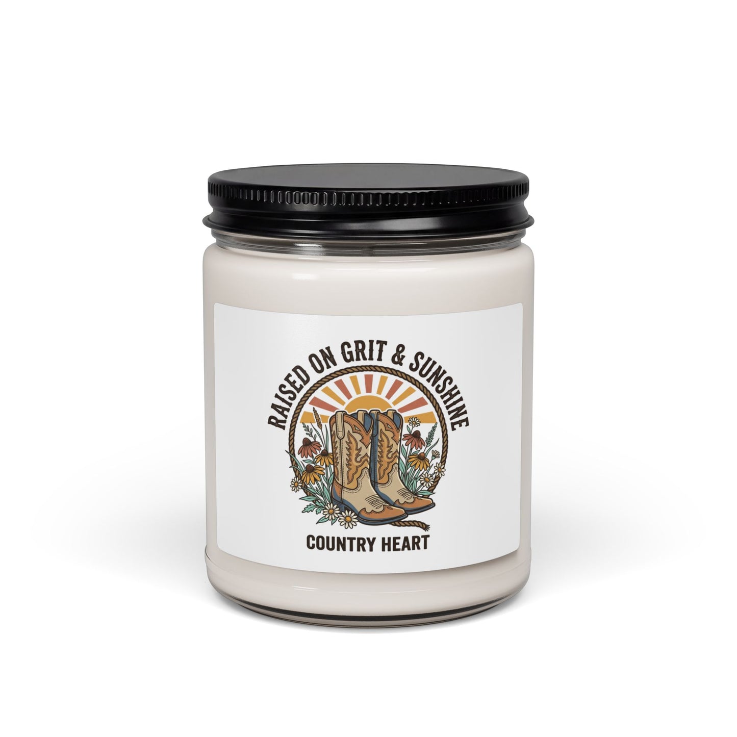 Raised on Grit & Sunshine Candle, rustic western soy candle | prairie, cowgirl