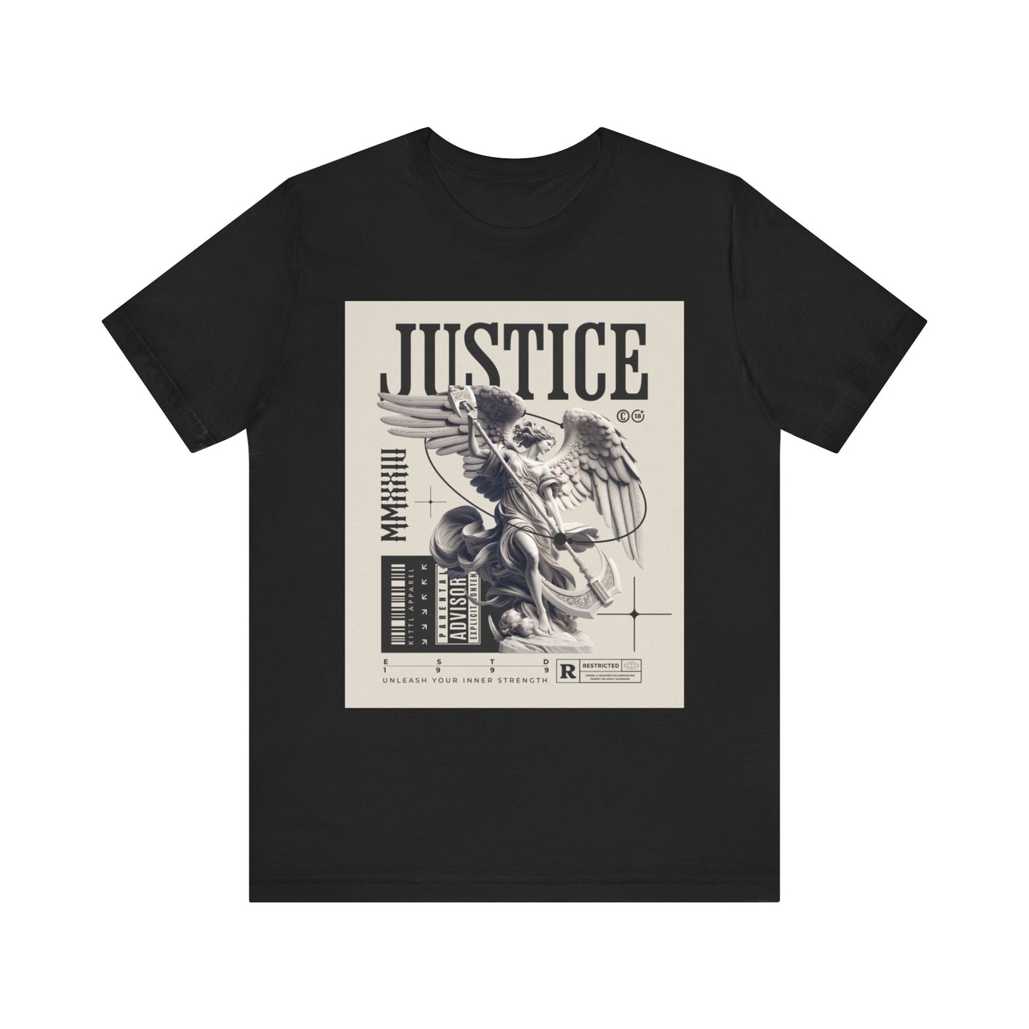 Justice Graphic Tee — Vintage Statue Artwork T-Shirt