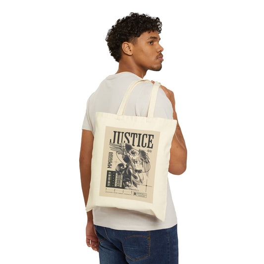 Justice Graphic Tote Bag — Vintage Statue Design