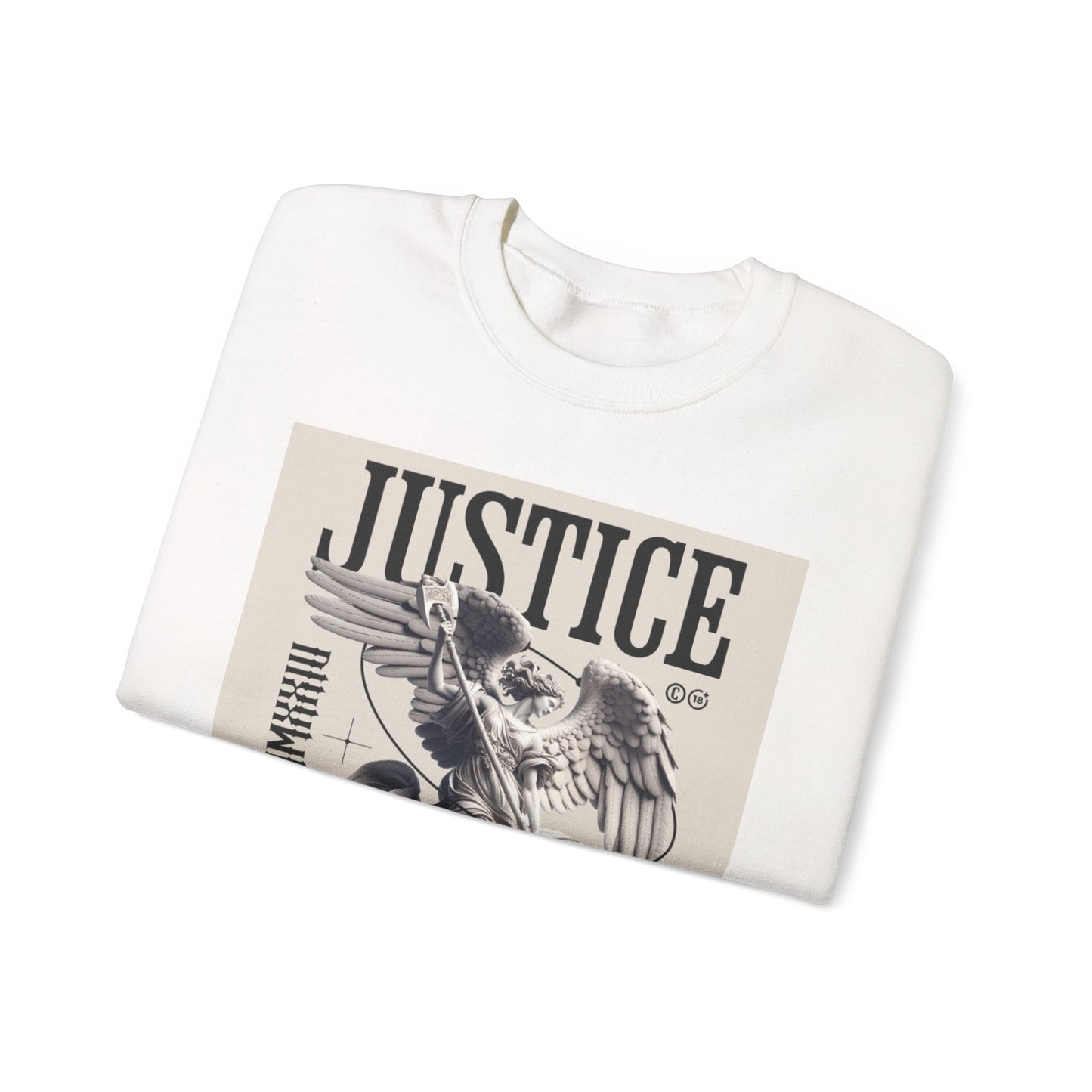 Justice Graphic Sweatshirt — Angel Sculpture Vintage Poster Design