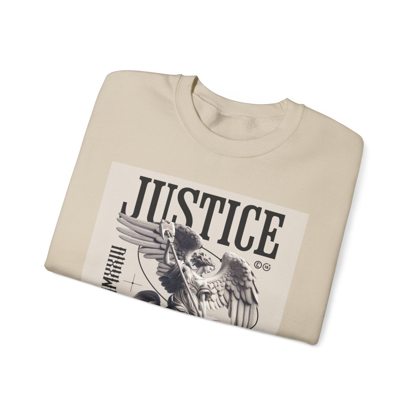 Justice Graphic Sweatshirt — Angel Sculpture Vintage Poster Design